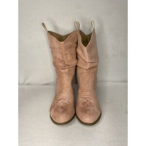 Blush Pink Suede Western Boots For Women